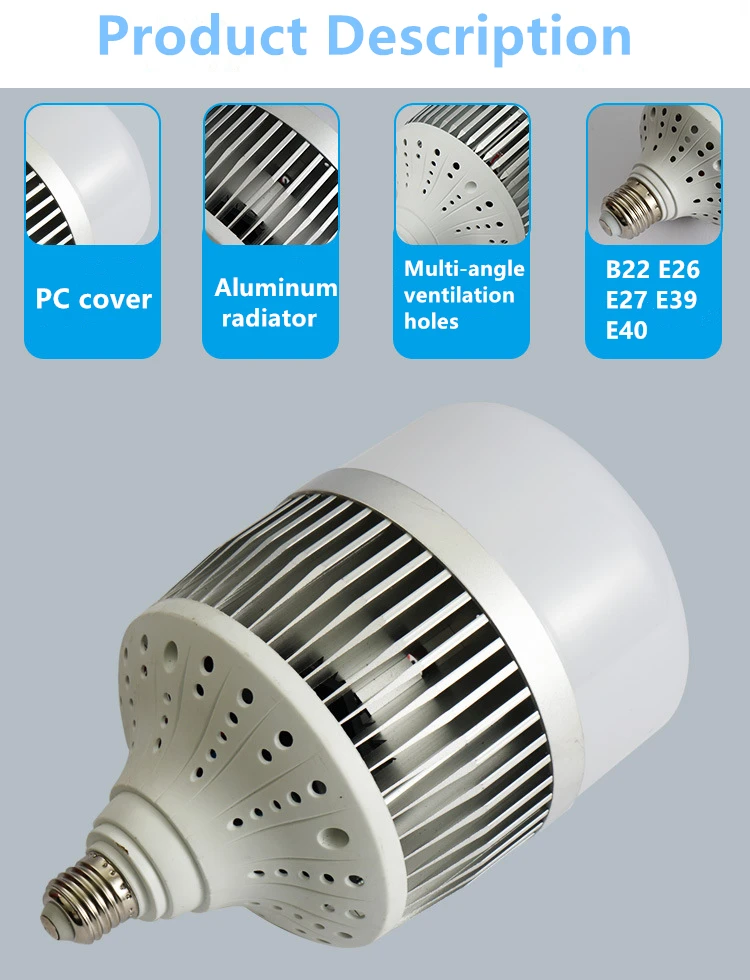 80W 120W 150W 200W 300W High Power Led Globe Bulb E27 E40 AC220V Energy Saving Ball Lamp Home Factory Floor Workshop Lighting 2
