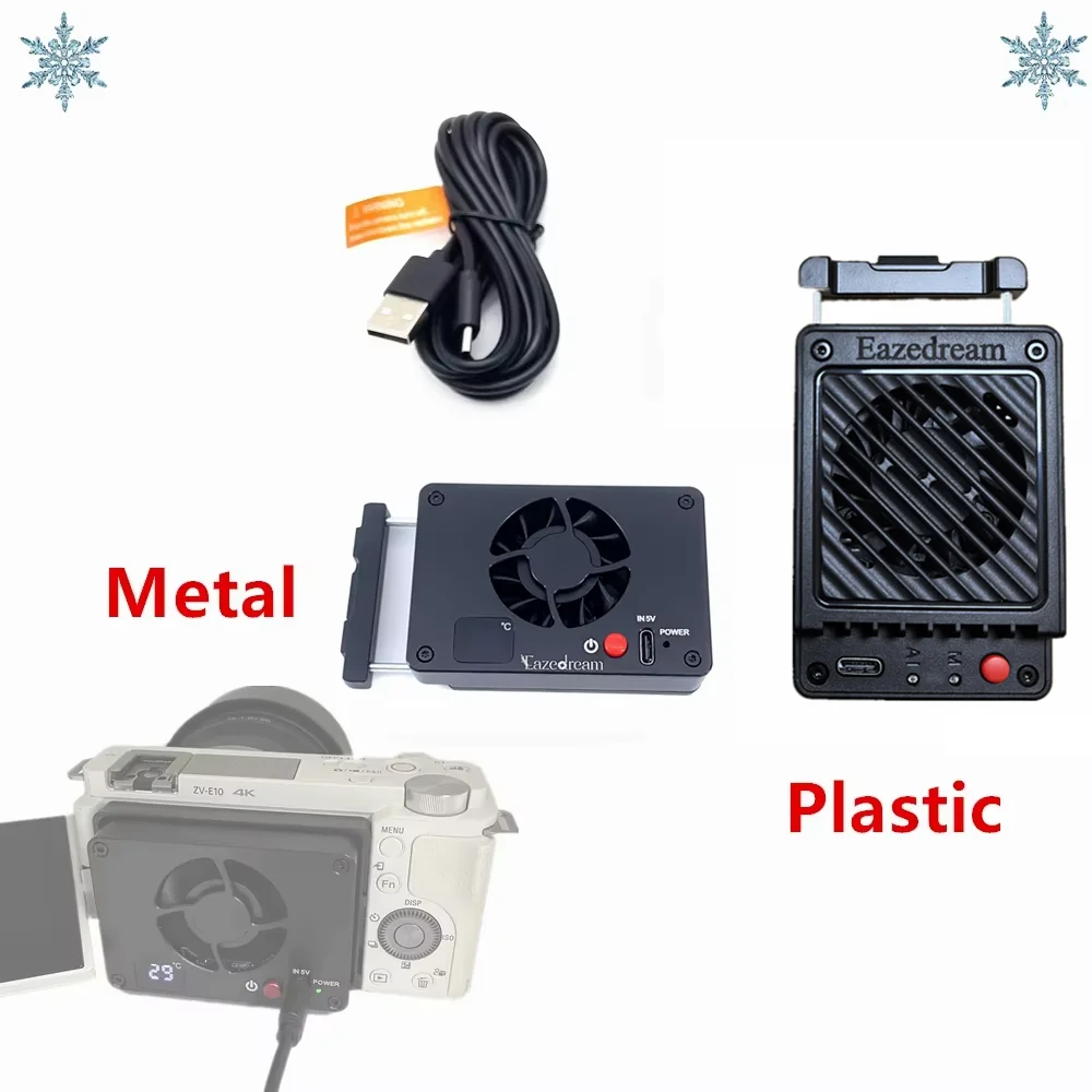 Ventola Di Raffreddamento Esterna Per Fotocamera Con 2 Velocità E 4 Piastre Di Montaggio, Compatibile Sony A7M4/ZVE1/A6700, Canon R5/R6, Fujifilm XT4, Alimentazione USB-C - 2