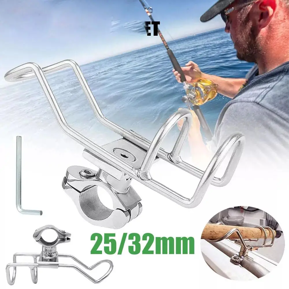 316 Stainless Steel Fishing Rod Holder Rail Mount 25mm/32mm Dia. Marine Boat Corrosion-Resistant