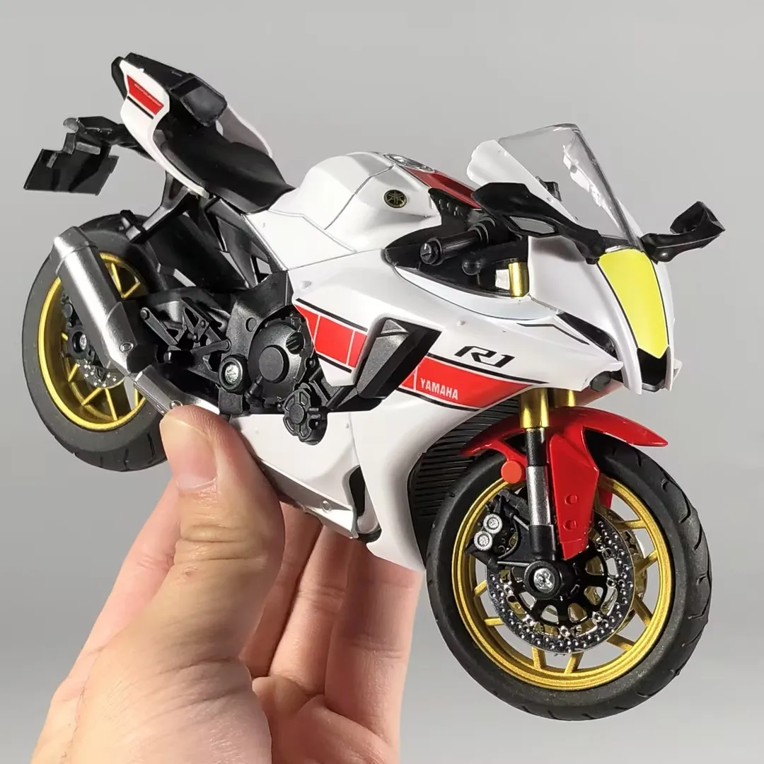 1:12 YAMAHA YZF-R1 YZFR1 합금 금속 기저귀 모델 오토바이 높은 시뮬레이션 수집 가능한 어린이 장난감 자동차 수집품 선물