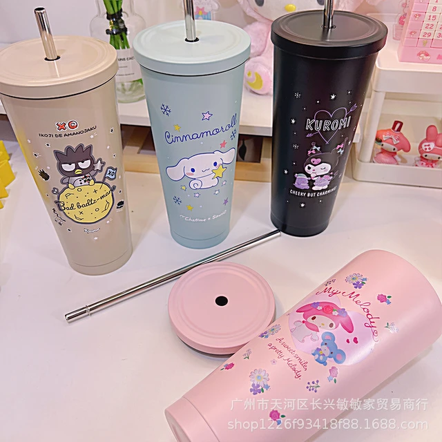 Kawaii Stainless Steel Straw Cup Sanrioed My Melody Kuromi Cinnamoroll Cute  Cartoon Large Capacity Coffee Cup Thermal Mug Gift - AliExpress