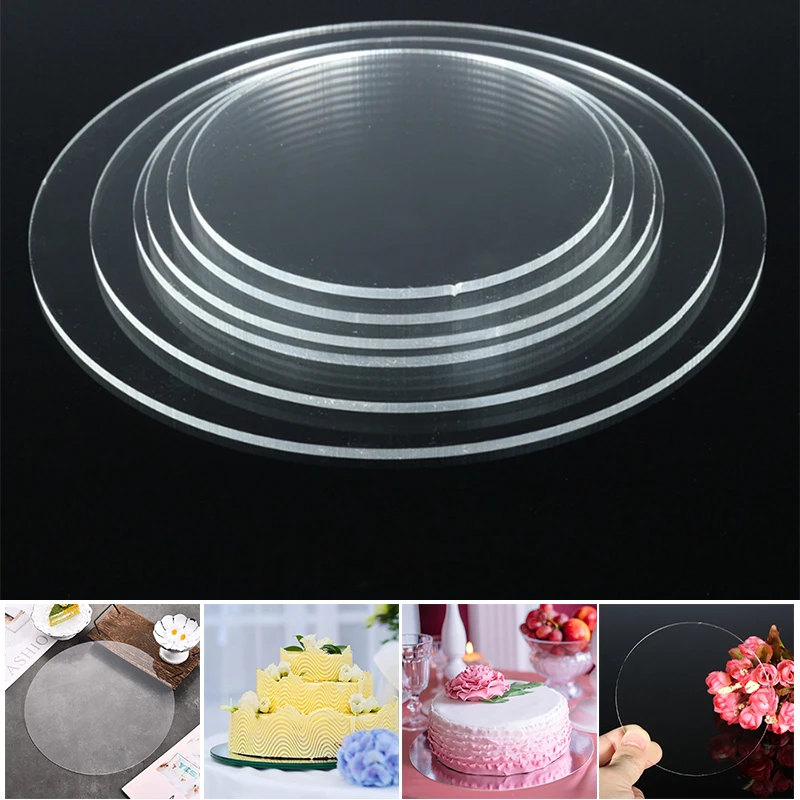 4/6/8/10 Inch Round Acrylic Cake Disc Reusable Blank Board DIY