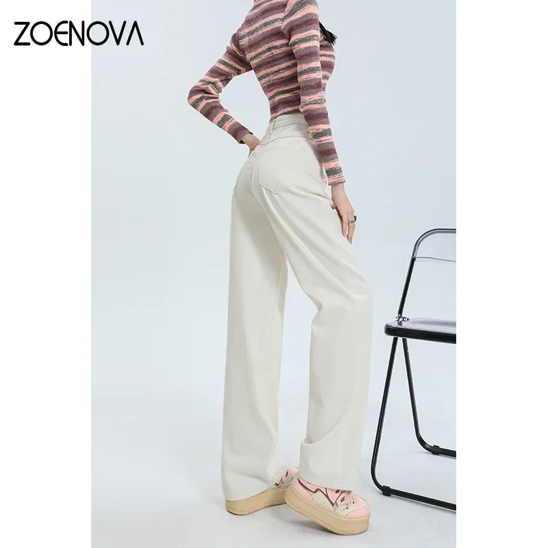 ZOENOVA 여성용 하이 웨이스트 스트레이트 와이드 레그 팬츠, 한국 빈티지 스트리트웨어, 헐렁한 청바지, 새로운 캐주얼 바지, Y2K 패션, 가을