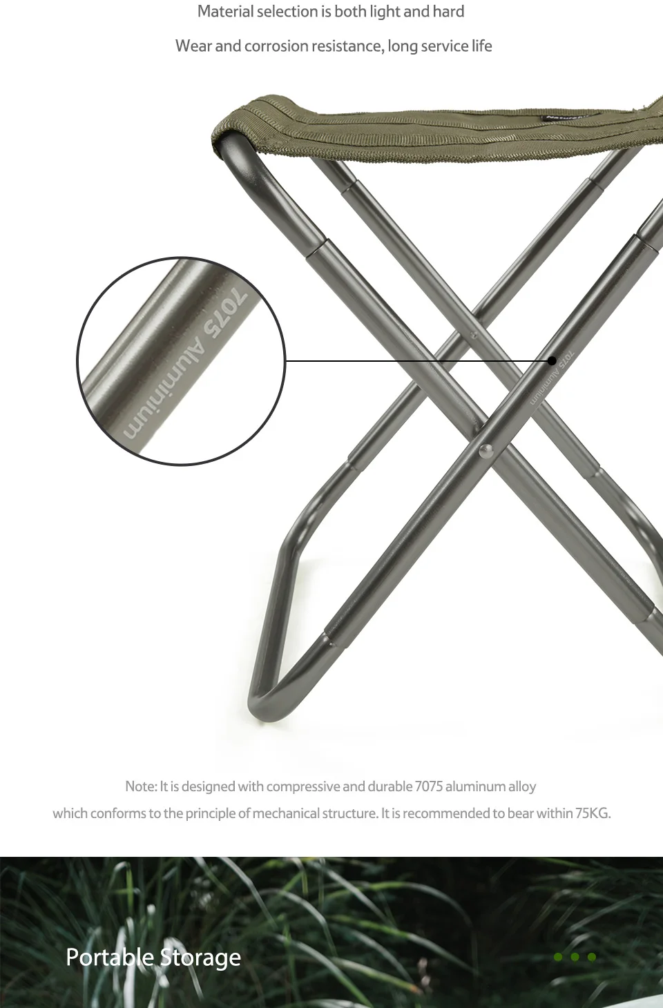 Description Picture 6 of itemNaturehike Mini Storage Fishing Chair Ultralight Aluminium Alloy Folding Fishing Stool Portable Outdoor Camping Chair