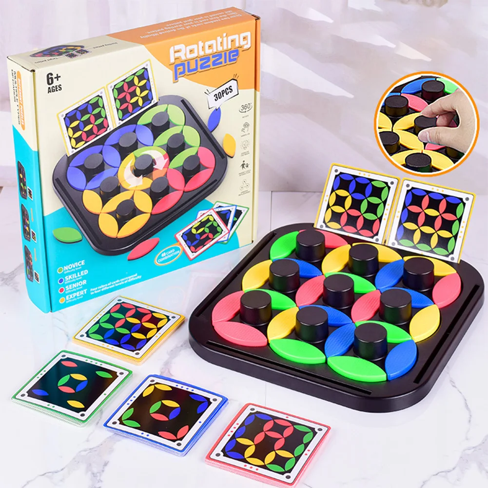 Kids Rotating Puzzle Logical Thinking Brain Teasers Board Game for Kids Age 4 5 6 7 8 Fun Intelligence Toys Tangram Table Games