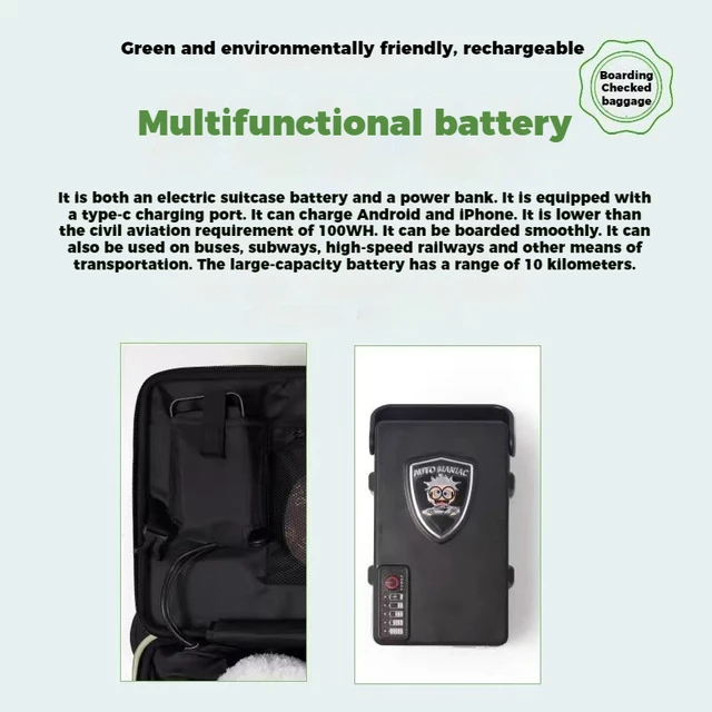 Smart Electric Luggage Trolley Case 20 inch - 40L Capacity, Double-Cycling Wheels for Seamless Boarding Travel - Image 3