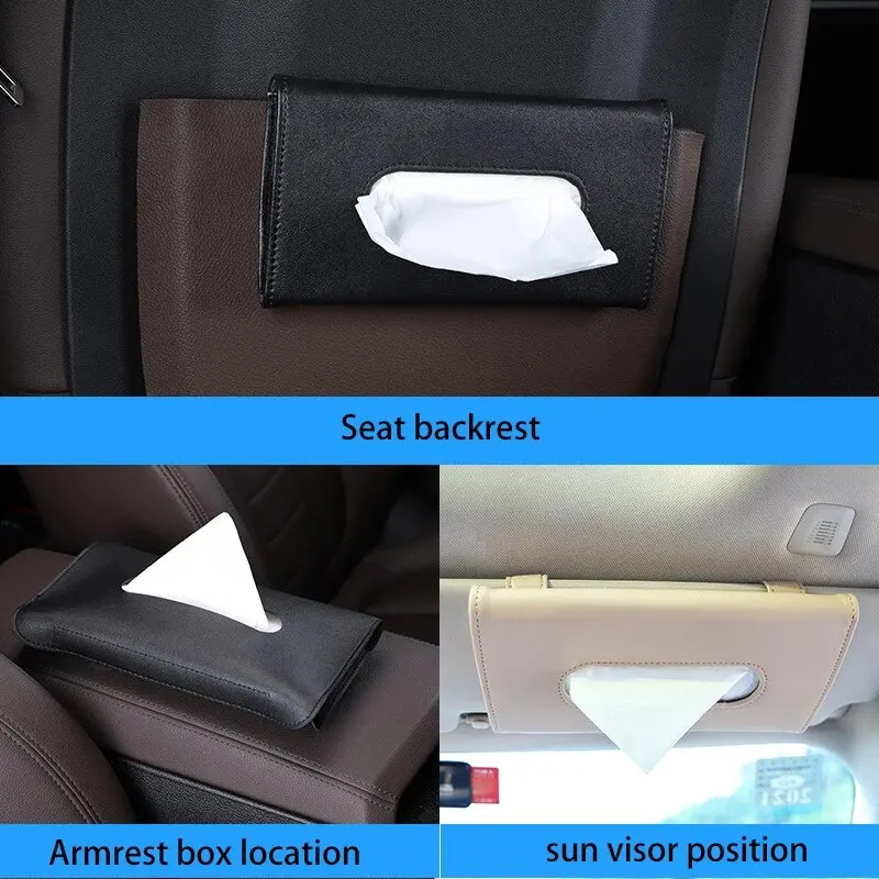 Tissue Box Car Tissue Box Sun Visor Seat Back Sunroof Hanging Creative Leather Interior Supplies