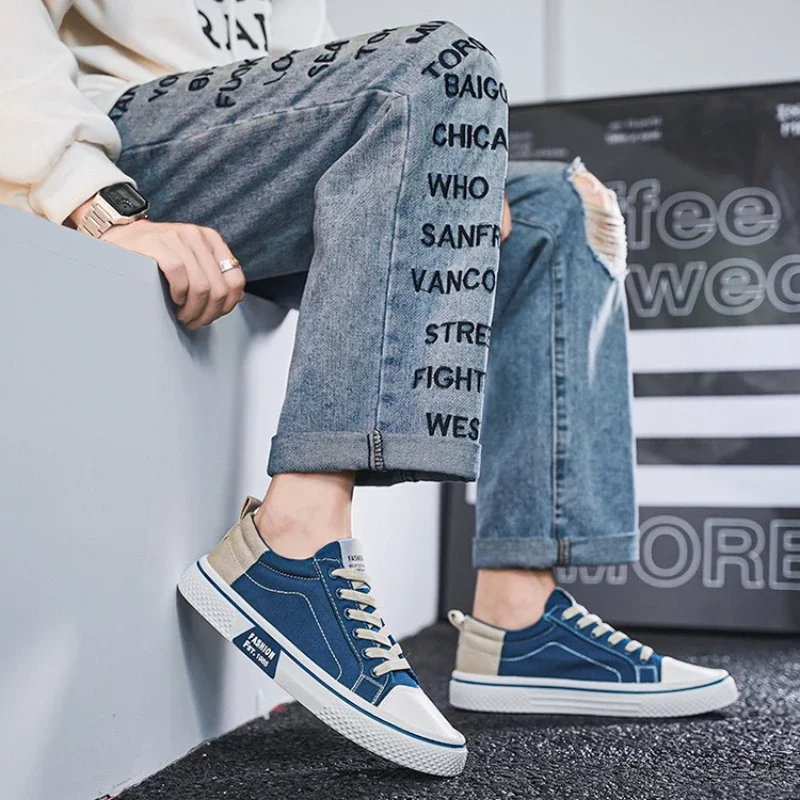 Mens Shoes 2025 New Mens Canvas Shoes Comfortable Plus Size 37-48 Skateboarding Shoes Wear Resistant Fashion Men Casual Sneakers - 4