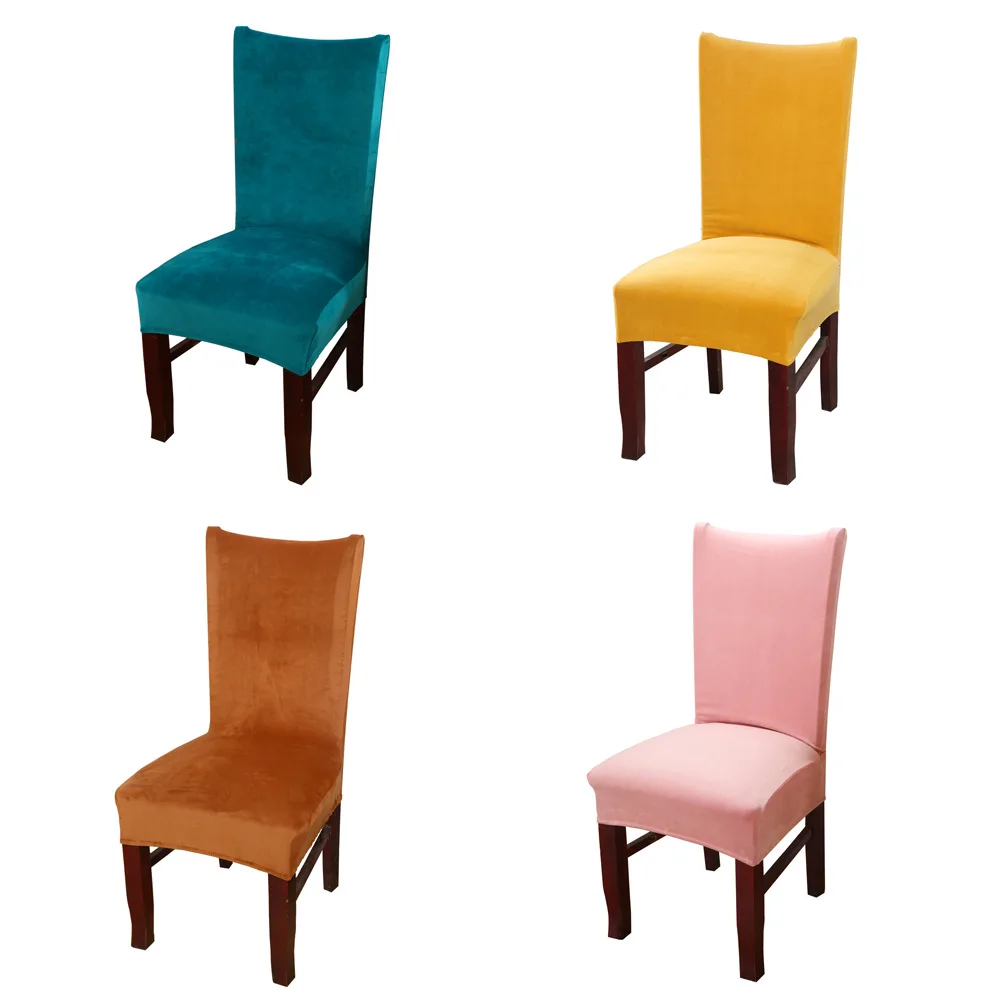 25 Colors Velvet Chair Cover For Dinning Room Winter Warm Soft Elastic