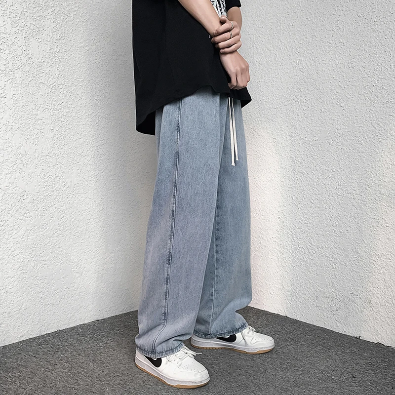 

Streetwear Casual Basic Jeans For Men 2022 Spring Straight Elastic Waist Men's Jeans Pants