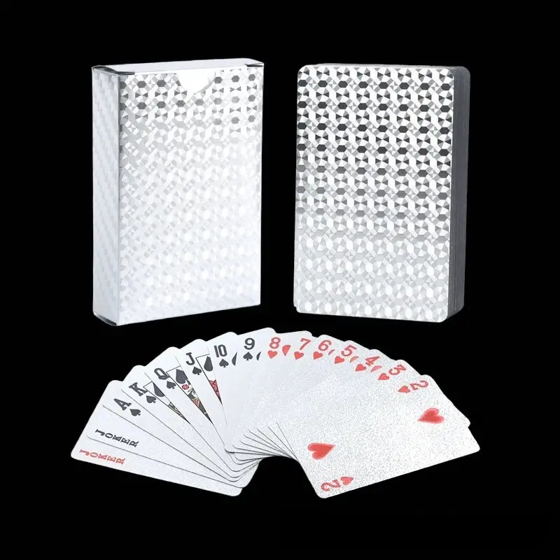 Silver Foil Playing Cards Poker Game Waterproof Plastic Gift Collection card game