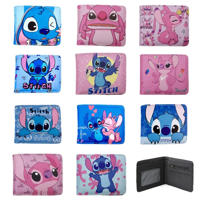 

Disney Stitch Women's Purse Girl Cartoon Cute Stitch 2 Fold PU Leather Wallet Student Large Capacity Coin Wallet Multi-card Bag