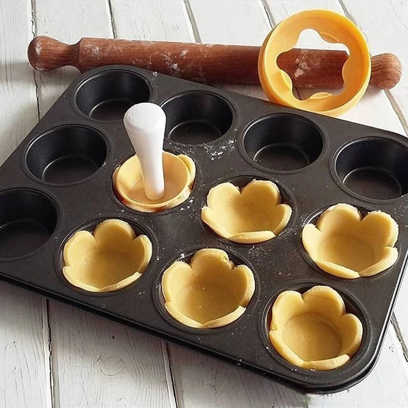 Non-Stick Tart Shell Molds & Cutter Set - Food Safe Reusable Baking Tool For Egg Tarts & Pastries - View #4