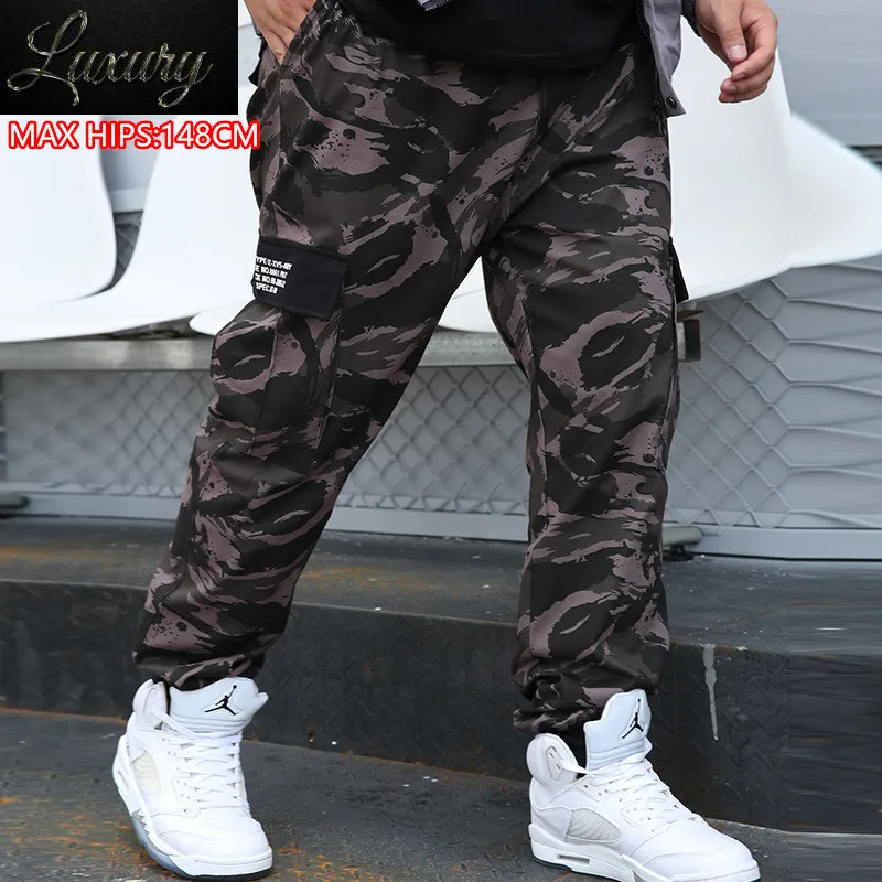 

Men's Camouflage Pants Streetwear Large Size 9XL Cargo Elastic Waist Band Joggers Male Trouser Hip Hop Army Camo Sweatpant