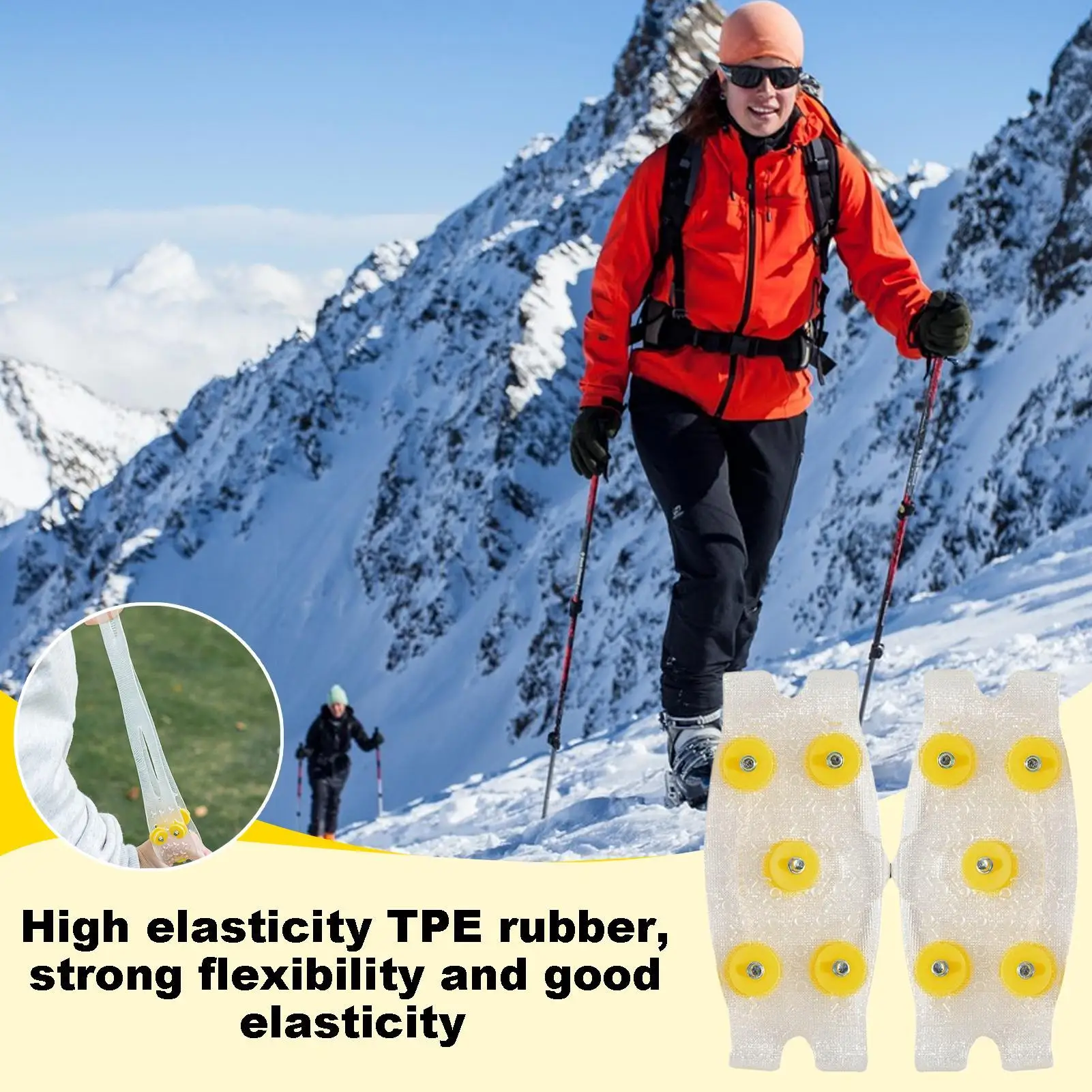 Outdoor Snow Shoe Spikes TPE Crampons Traction Grips Spikes Pair With 5 Steel Studs Winter Ice Pair Snow Spikes Grips Anti-Slip