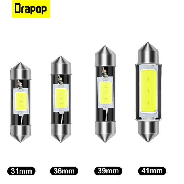 Drapop Auto Led-lampen Auto Innen Lesen Lichter C5W COB LED Dome Lesen  Licht Lizenz Platte Lampe 12V 31mm 36mm 39mm 41mm - AliExpress