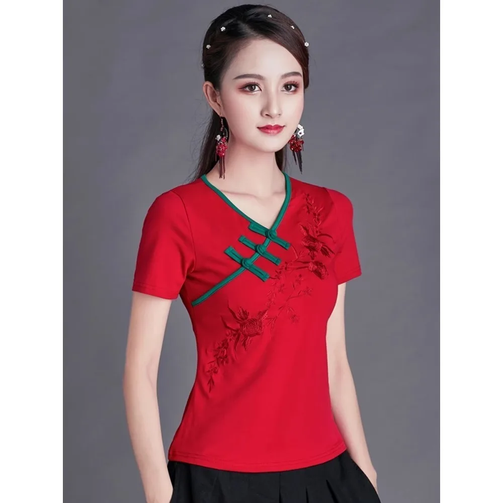 Chinese Shirt Traditional Chinese Clothing for Women Tops Fashion Clothes Vintage Summer Ethnic Style Embroidery Cotton Harajuku