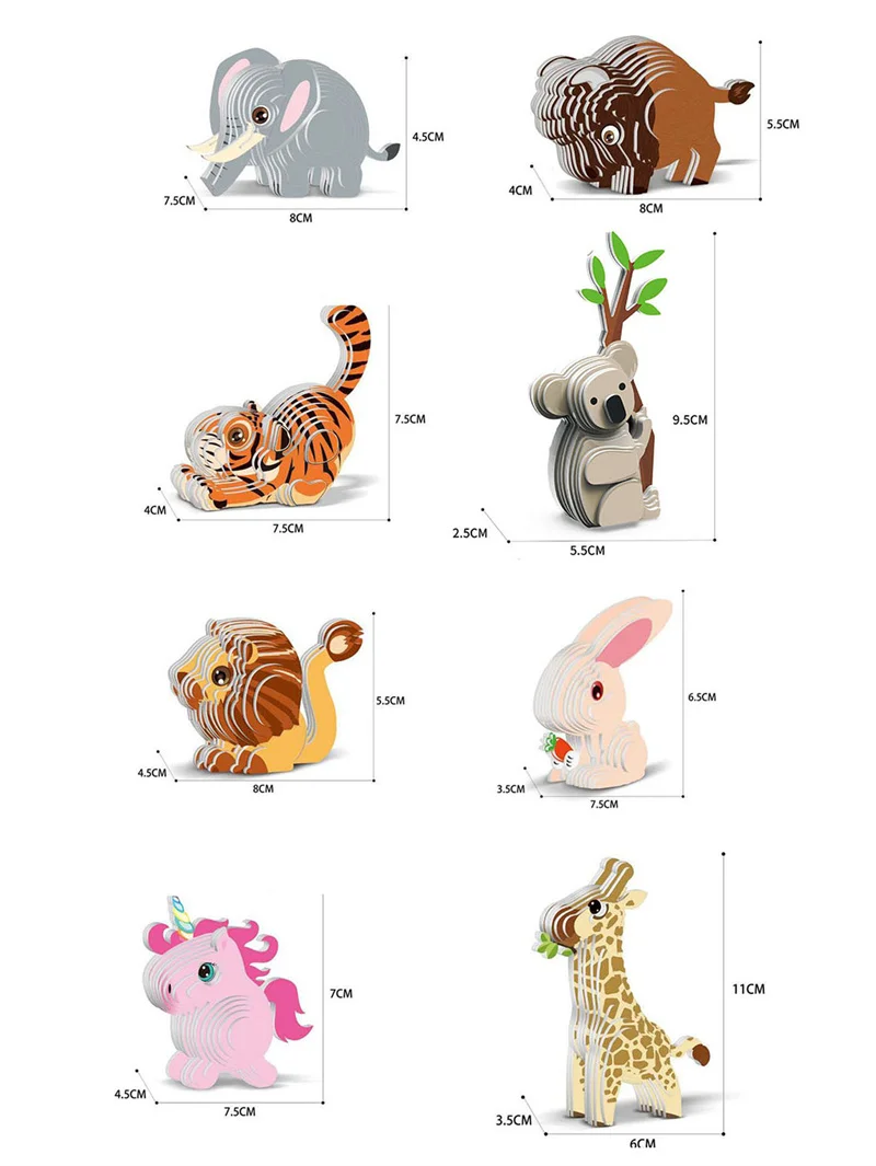 3D DIY Puzzle Tier Thema Löwe Tiger Kaninchen Modell Cartoon Papier Spielzeug Kinder Früh Lernen Montage Dreidimensionale Puzzle Spielzeug – Detail 10