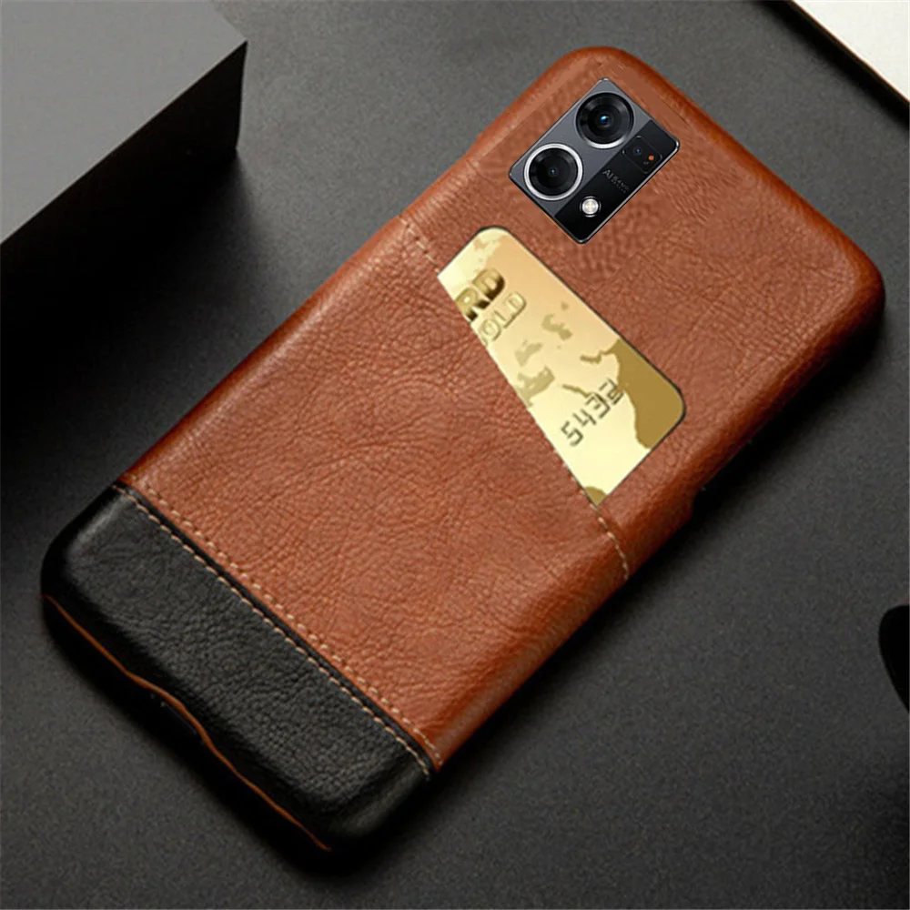

Case for Oppo Reno7 Reno 7 4G Card Slot Holder Mixed Splice PU Leather Cover For oppo reno 7 Coque Reno7 4G OPPO F21 Pro 4G Capa