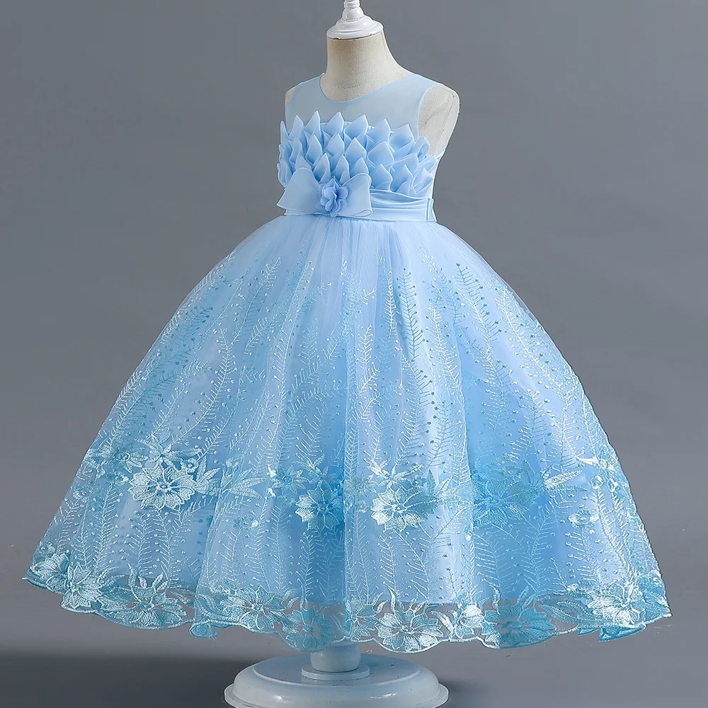 小さな女の子のためのふわふわのプリンセスドレス、花の女の子、ホスト、ヨーロッパのアメリカのウェディングドレス