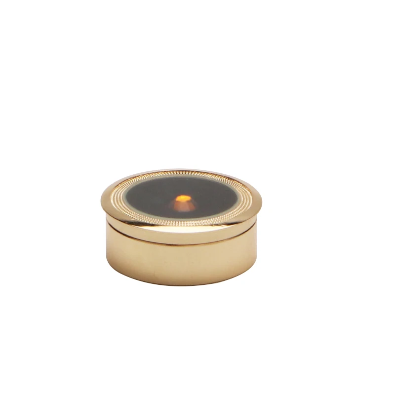 Jewelry Storage Box Gemstone Box Metal Plating Glass Cover Transparent Round Rotating Surface Bare Stone Diamond Display Box 4