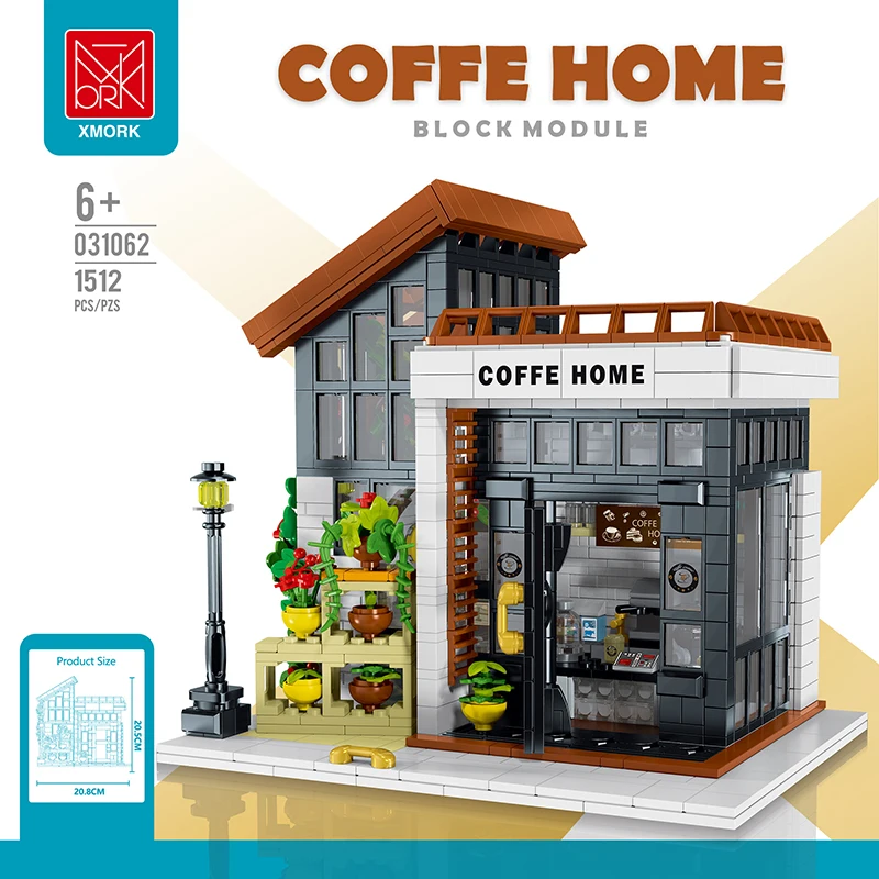

MORK 1512pcs Sunshine Coffee House Building Blocks Model Streetview Modular Architecture Kit Bricks Toys for Kids Boy Gifts