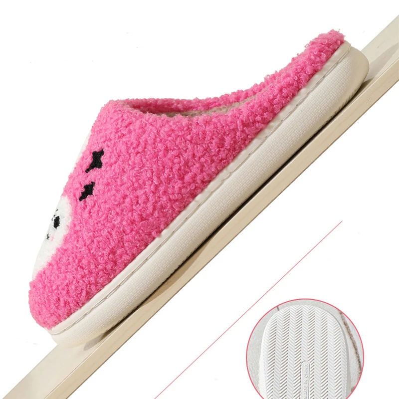 Cartoon Ghost Cotton Slippers for Women 2025 Light Round Toe Halloween Women's Slippers Faux Fur Warm Plush Home Slides Woman