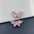 Silver pink zirconium butterfly 1 22 * 12.5mm