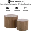 Nesting Coffee Table Set of 2, Modern Round Coffee Table with Non-Slip Feet, Walnut Wooden Circle Accent Tables for Small Spaces 4