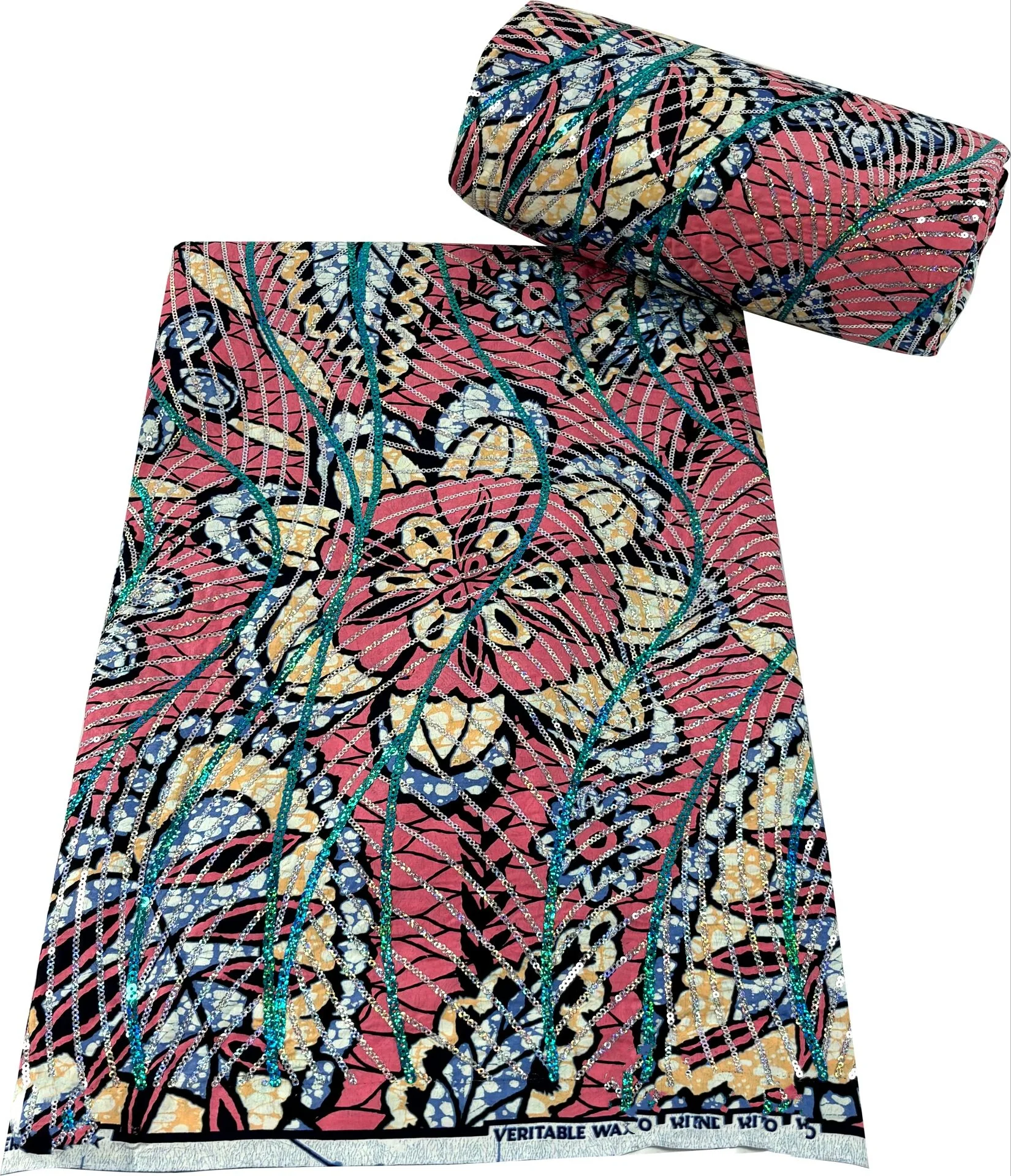 Ankara Nigeria Wax Print Fabric Embroidery Block Sequin wax Print african dress for Wedding party Y7