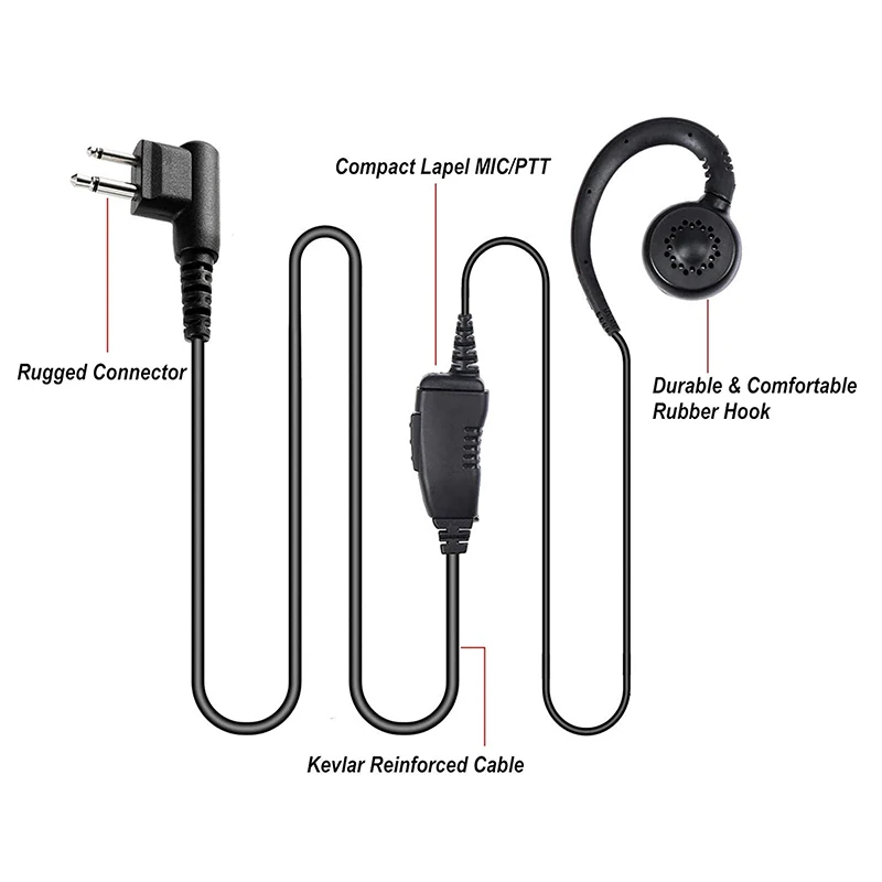 Walkie Talkie Earpiece Headset with PTT Mic, Compatible with Motorola CP200D, CLS1110, CLS1410, CLS1450, GP300, GP308, 10 Pack