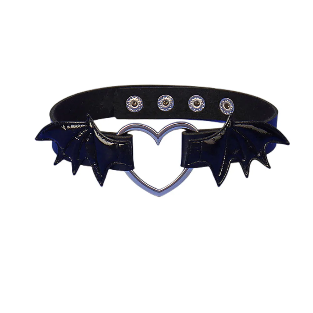 2024 Halloween Schwarze Rote Fledermausflügel Halskette für Frauen Mädchen Herz Pu Leder Gothic Schmuck Geschenk 18 2024 Halloween Schwarze Rote Fledermausflügel Halskette für Frauen Mädchen Herz Pu Leder Gothic Schmuck Geschenk 7