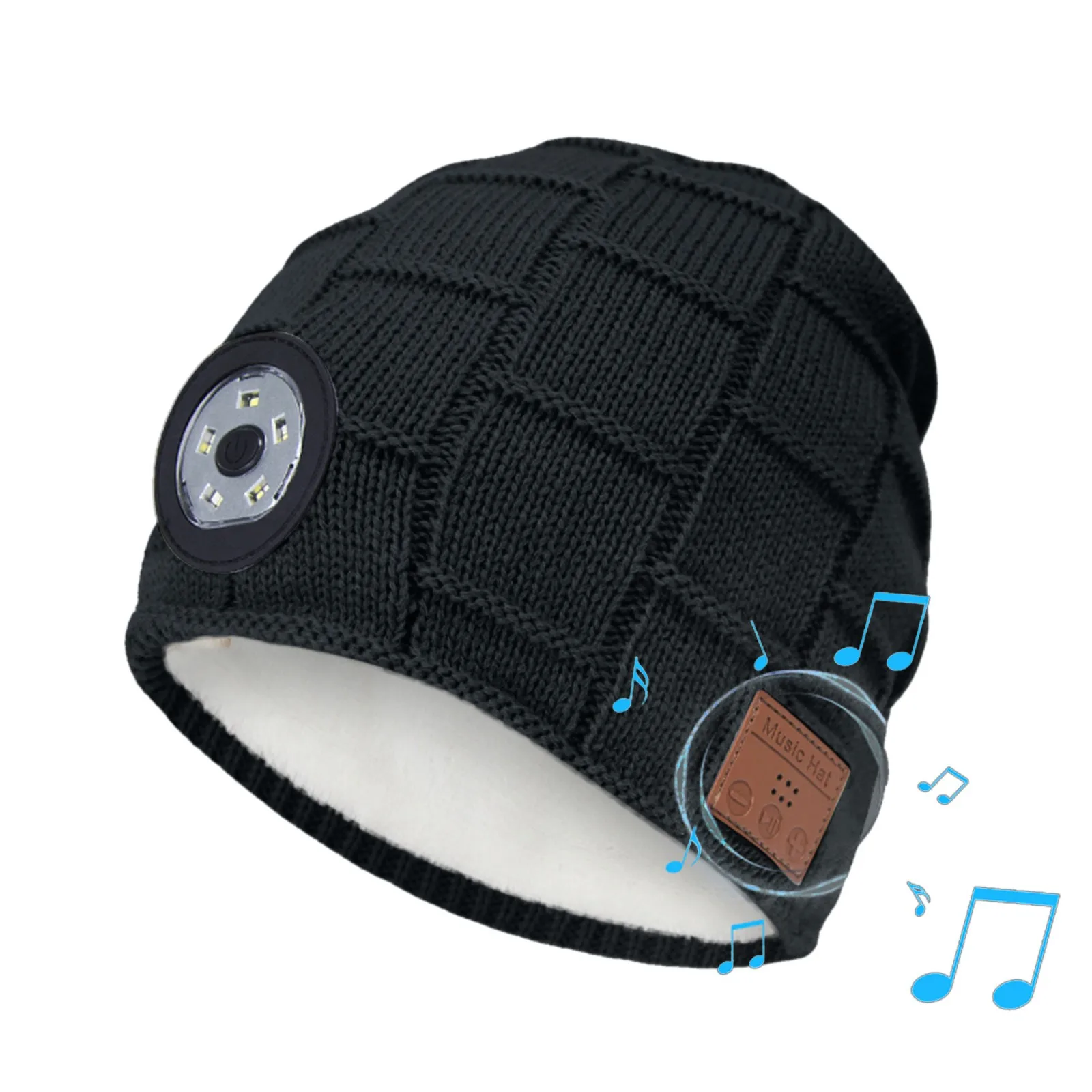 

Bluetooth Outdoor Hat Hat Winter Light With LED Adult's Knitted Warm Hats Hoop Head Hat Winter Men Hat