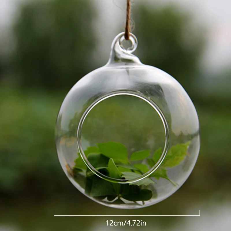 Mini Hanging Glass Candle Holder Hollow Ball Opening Indoor Hanging Ball Plant Vase For Wedding Party Tree Decor 8/10/12/13.5Cm candle holders