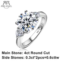 AnuJewel 4.6 Carat D Color Moissanite Diamond Engagement Wedding Ring 925 Sterling Silver Rings Fine Jewelry Wholesale 1