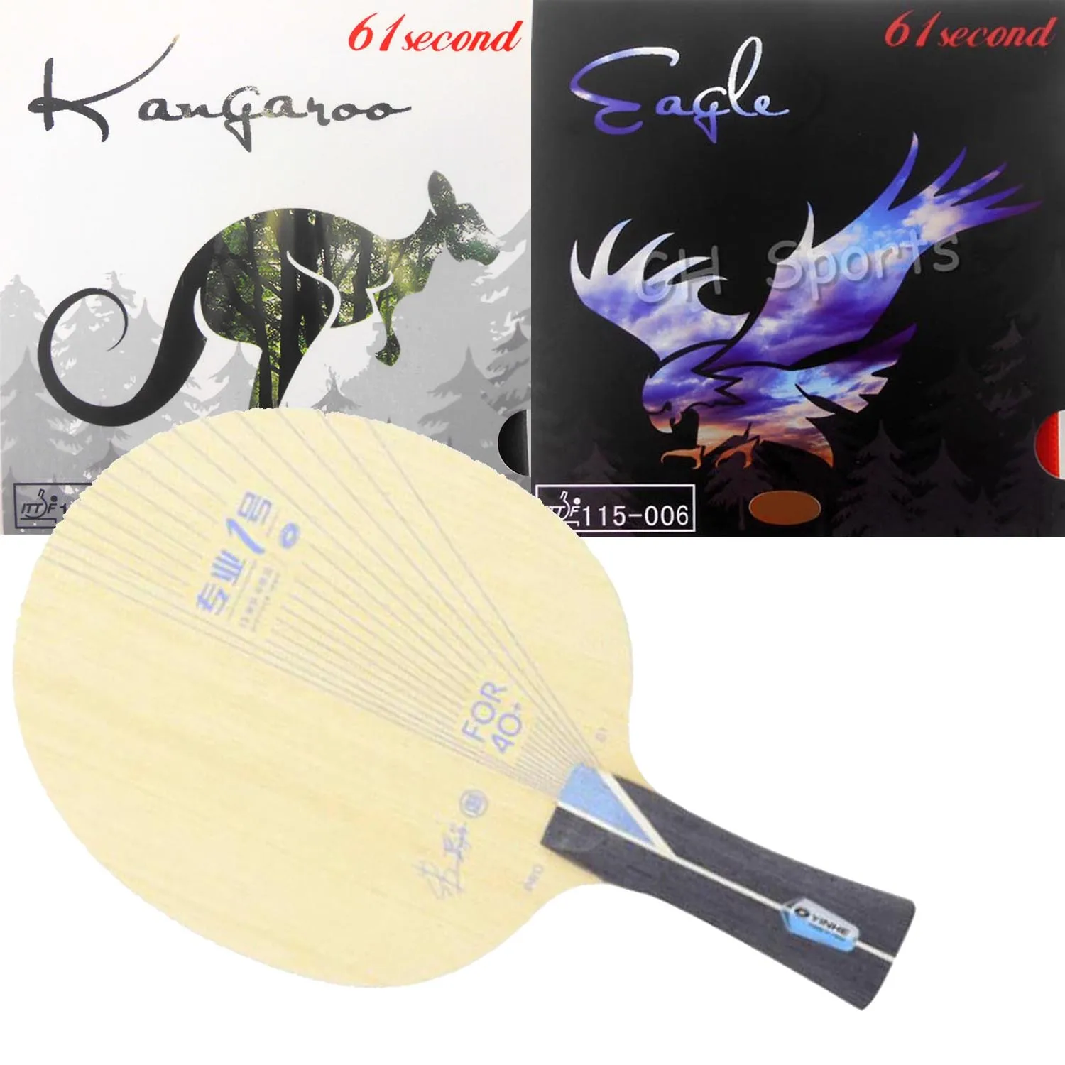

Pro Combo Racket YINHE PRO-01Table Tennis Blade with 61second kangaroo and 61second Eagle Pips in PingPong Rubber