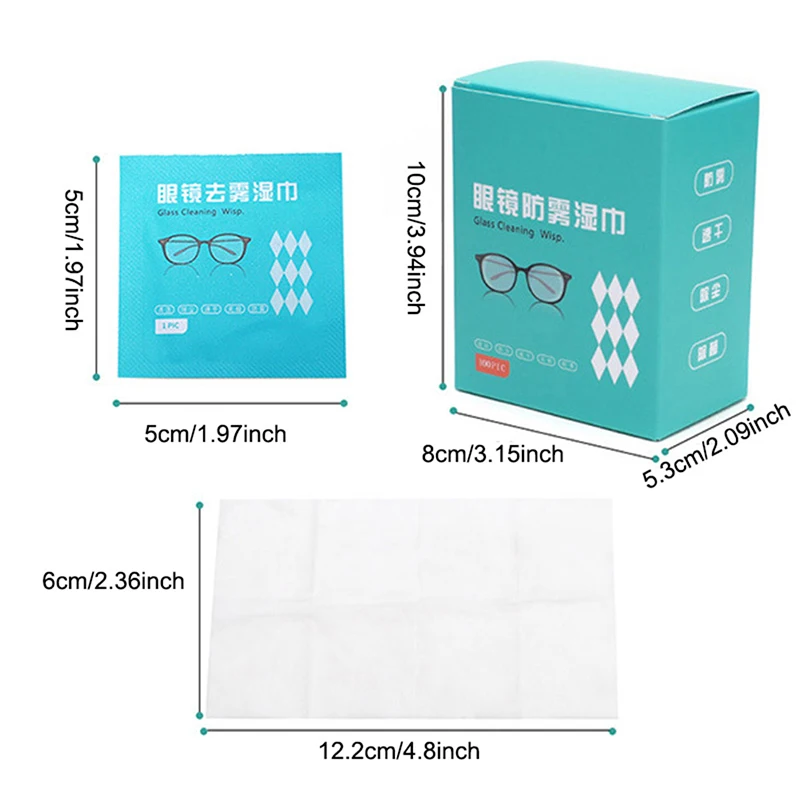 50/100pcs Glasses Cleaner Wet Wipe Anti Fog Misting Dust Remover Cleaning Lens Wipes Sunglasses Phone Screen