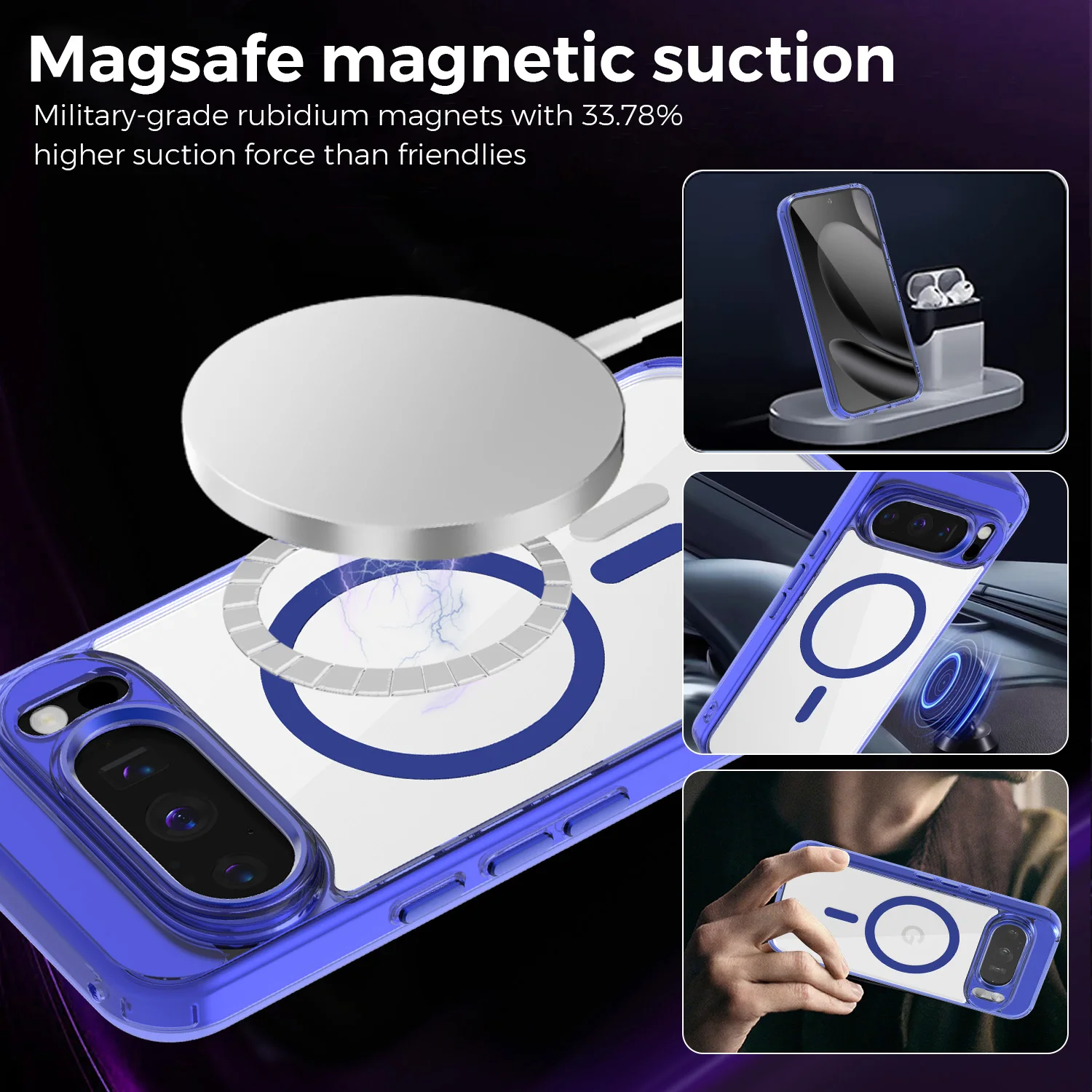 Transparent Magnetic Case with MagSafe for Wireless Charging - Metal Key Cover