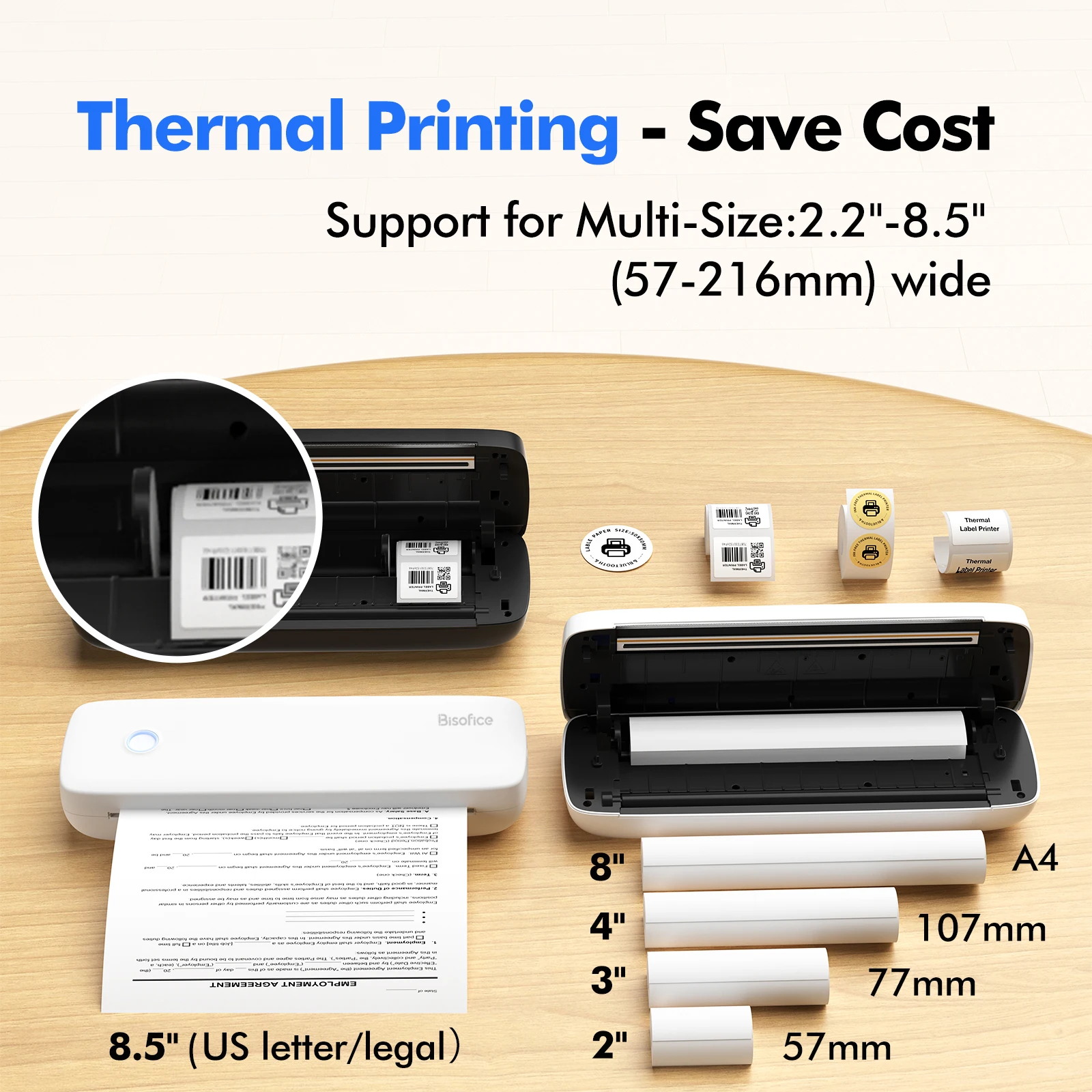 プリンター・複合機 A4 Portable Thermal Printer JADENS Bluetooth Portable Printer - Support Letter Size Paper