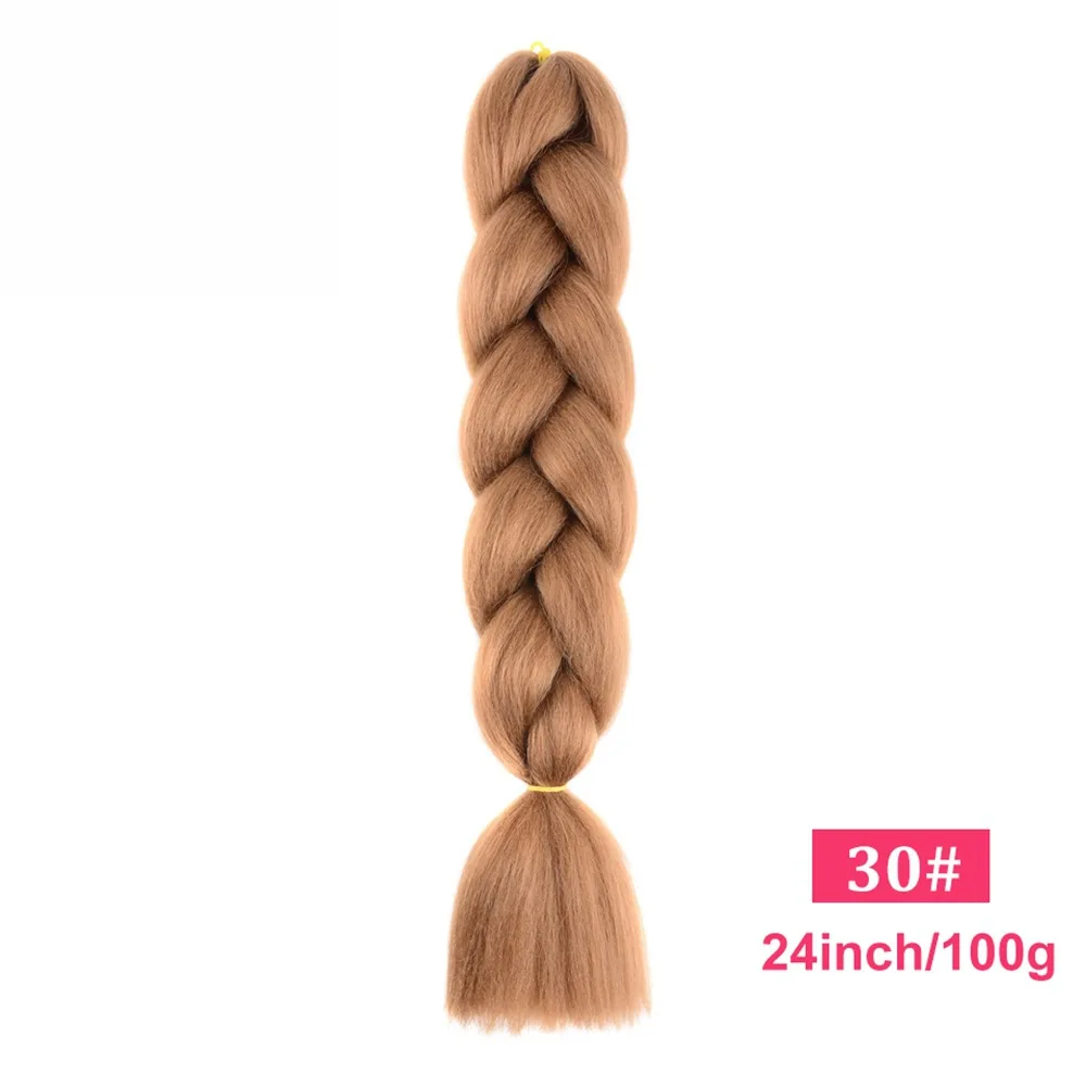 24 Inches Synthetic Fiber Pure Color Straight Jumbo Braids Hair Extensions For Women And Girl African Braiding Hair 1B 2# 4# 30 5