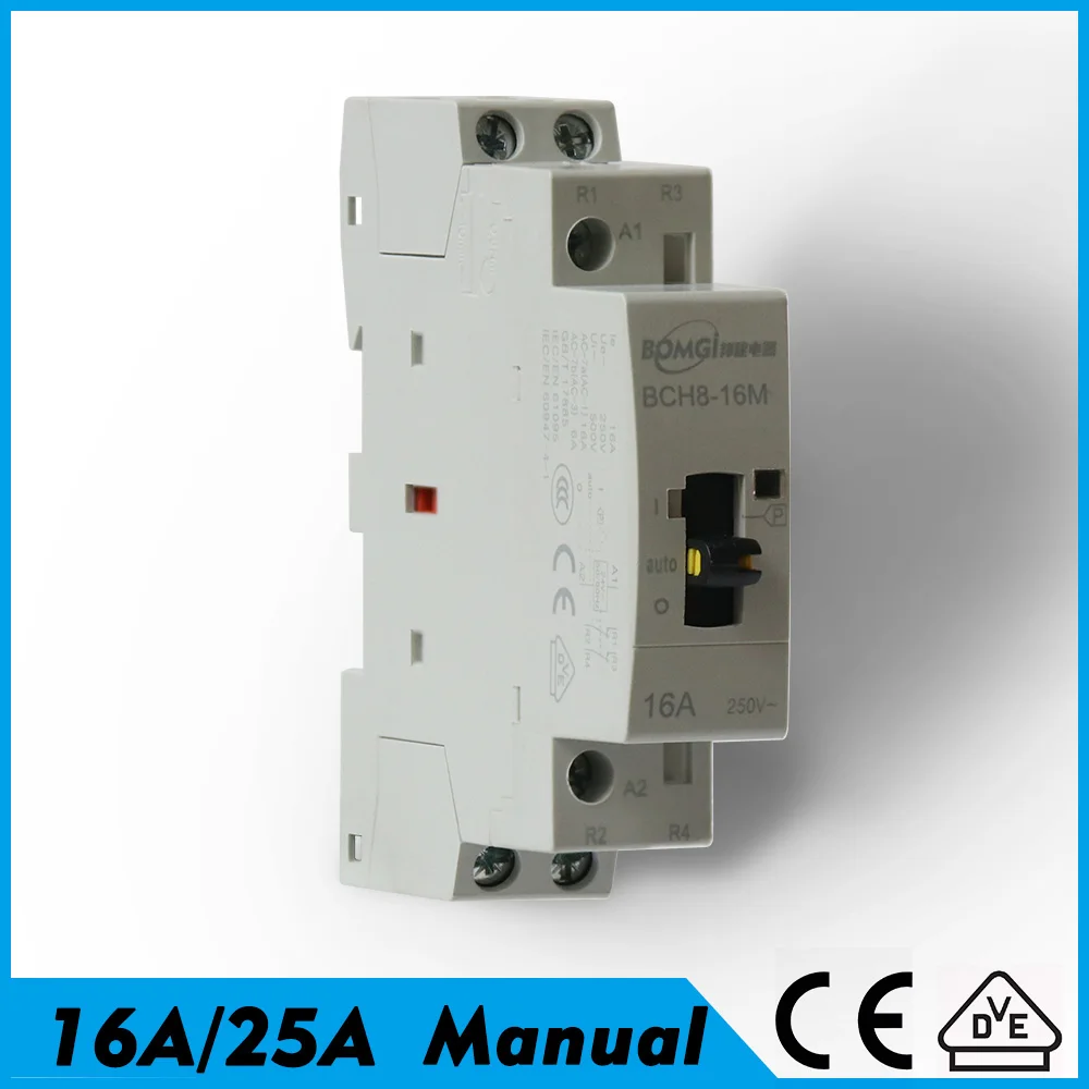 Contator Modular da C.a. da Fase Monofásica do Trilho do Ruído Mini Relé Eletrônico Silencioso 110v 230v 220 v 16a 25a 110v 230v 2no 2nc