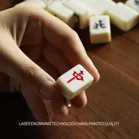 Traveler Size Mahjong Set Mini Complete Majiang Set with 144 Tiles Mah-Jongg Set Family Gathering Playing Game for Family Night 2