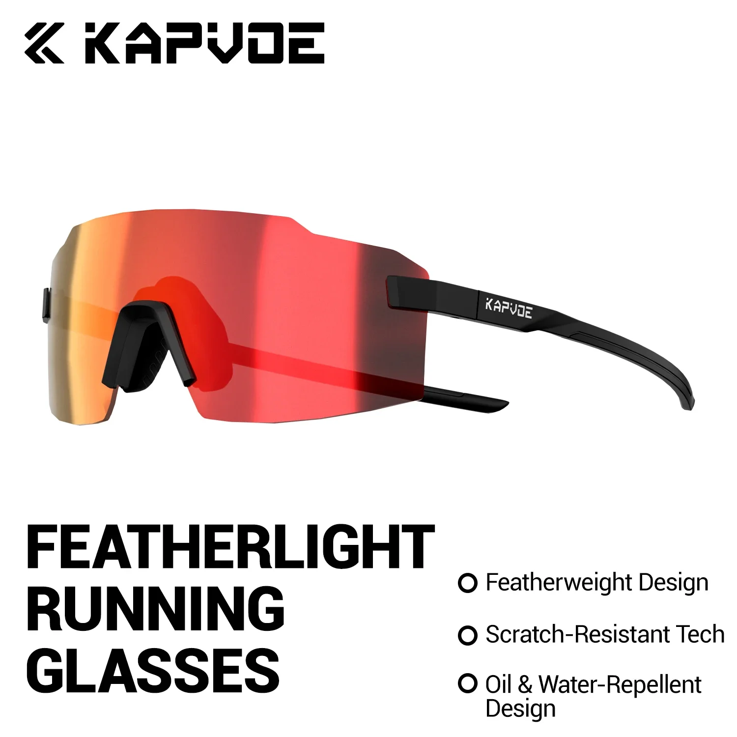 Kapvoe Photochromic Runnning Sunglasses  Light-Weight Cycling Glasses for Men Wide Vision Adjustable Women UV400 Hiking Eyewear