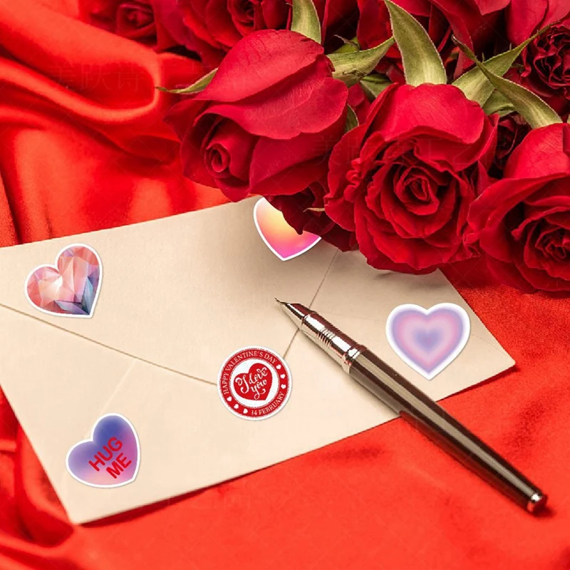 4 Pack Valentine's Day Party Decoration Heart Spiral Tags Valentine's Day Holiday Envelope Gift