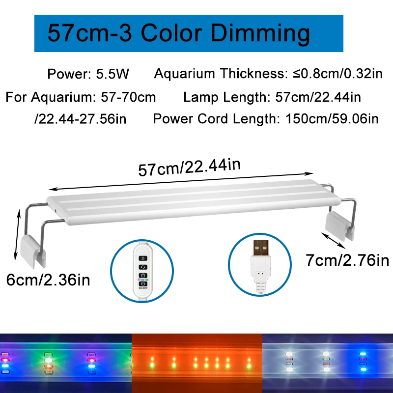 USB-Aquarium-Clip-Licht, dimmbare Farbe, LED-Aquarium-Licht für Wasserpflanzen wachsen, Landschaften, Dekoration mit Timer-Funktion – Detail 4