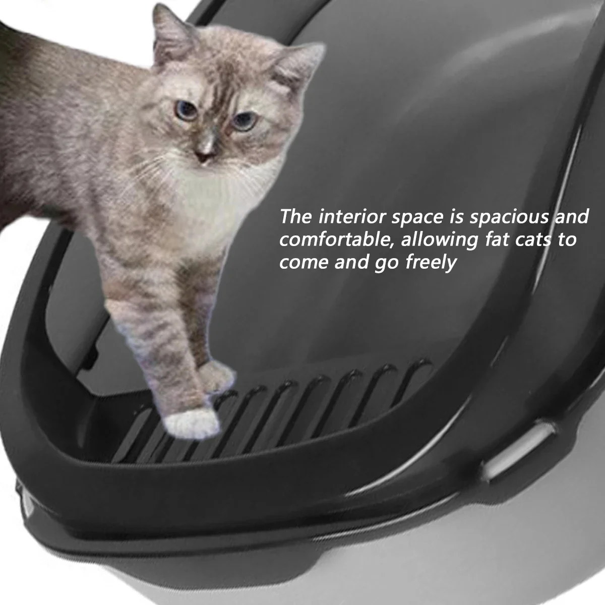Cat Litter Box Thickening Kitty Sandbox Semi-enclosed High Side Splashproof Pet Bedpans with Litter Scoop Cleaning Cat Supplies cat litter box