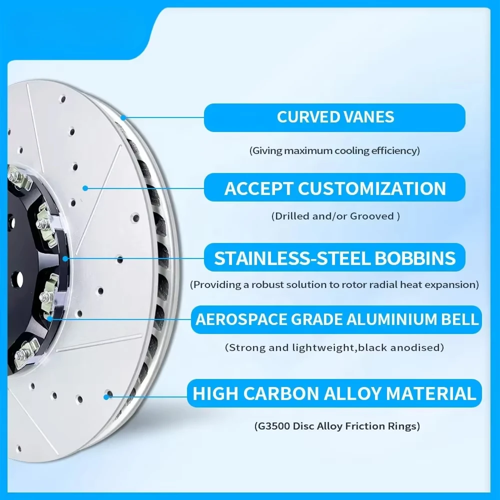 380mm/390mm Sports Car Slotted Safety Brake Disc For Nissan GTR R35 Brake Rotors 2pcs