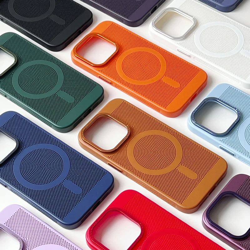 

Mesh heat dissipation Magnetic Magsafe hard case for iphone 11 11pro 12 13 14Pro 13pro 14pro max Wireless charging cover