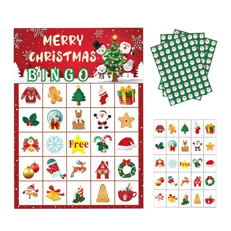 Christmas Gathering Cards Game 24-Player Christmas Board Card Game Paper Cards Seasonal Friends Activity School Home Group