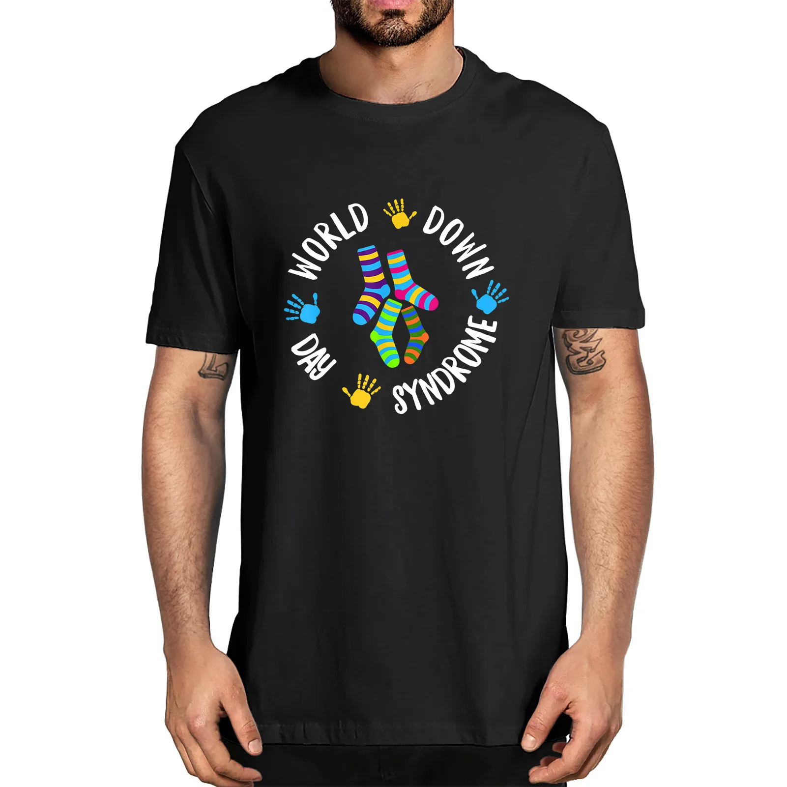 

Unisex World Down Syndrome Day Awareness Socks Down Right Kids Vintage Men's 100% Cotton Funny Short Sleeve Gift T-Shirt Tshirt